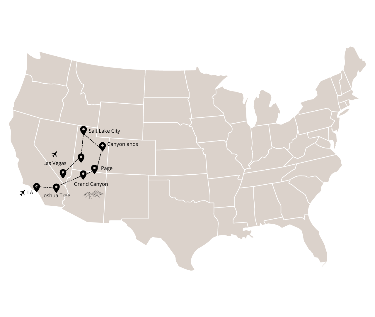 USA Gruppenreise Karte